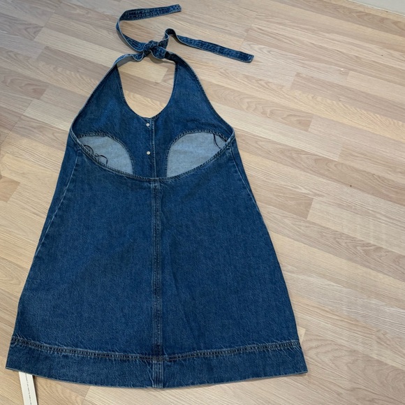 NEW👗 Reformation Brittany Halter Denim Mini Dress - Picture 7 of 12